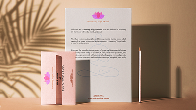 Harmony Yoga Studio - Branding body brand brand design branding easy envelope fitness gym harmony health letterhead meditation mind peace pen soothing soul stationary yoga yoga studio