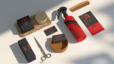 Bulls and Barbers - Branding beard beauty box brand branding brochure comb flyer graphic design grooming hair spray haircut menshaircut menstyle personal care red and black scissor visiting card wax