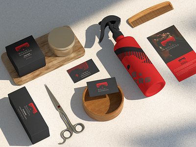 Bulls and Barbers - Branding beard beauty box brand branding brochure comb flyer graphic design grooming hair spray haircut menshaircut menstyle personal care red and black scissor visiting card wax