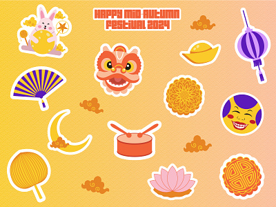 mid-autumn festival sticker pack design graphic design illustration