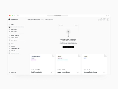 AI Phone Agent - Blank Slate agent ai artificial intelligence chat code conversation dashboard developer enterprise minimal phone prototype saas software startup ux vercel voice web app