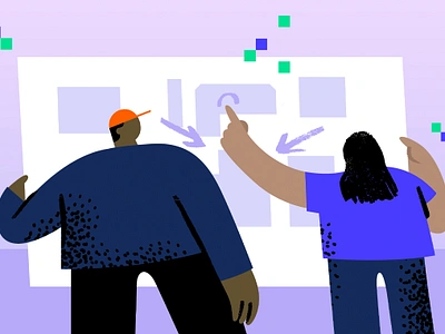 Mapping app branding data design flat icon illustration map people pixels purple server tech texture ui vector