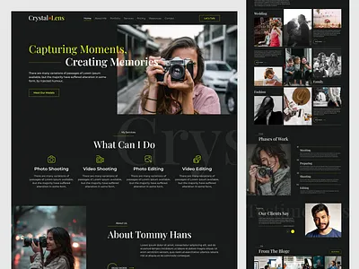 Photography Agency Landing Page camera creative design home page landing page personal portfolio photo photographer photography photography landing page photoshoot portfolio portfolio website stock photos ui uiux ux web design website wildlife photography