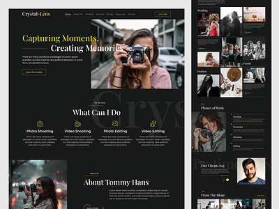 Photography Agency Landing Page camera creative design home page landing page personal portfolio photo photographer photography photography landing page photoshoot portfolio portfolio website stock photos ui uiux ux web design website wildlife photography