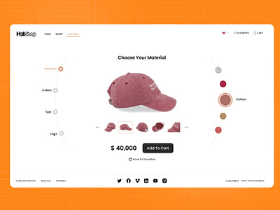 Hat Shop - Customization your product and buy add card branding landing product productpage sale page ui ui iux uiux