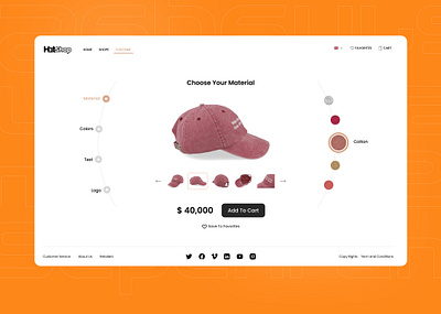 Hat Shop - Customization your product and buy add card branding landing product productpage sale page ui ui iux uiux