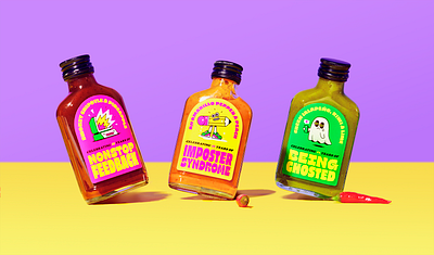 Bottling things up bottle branding characters computer design ghost hot sauce illustration packaging patswerk sticker stickers vector