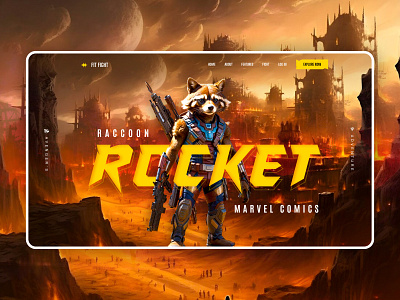 Fury Rocket- Game Web Design Banner avengers characterdesign cosmichero game banner game web design gameart gamedesign marvelgaming marveluniverse rocket rocketfury rocketraccoon videogamedesign web banner