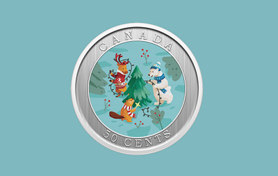 Holiday Tree Lenticular Coin — Royal Canadian Mint art canadian coin illustration mint vector wildlife