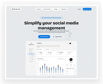 SociaHub dashboard herosection landingpage socialmedia socialmedia management ui ux design