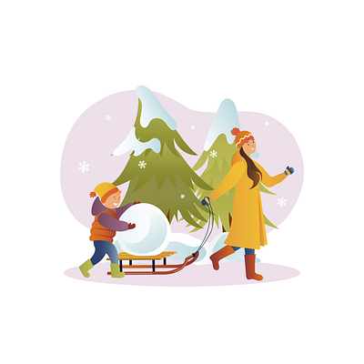 Winter Activities 2D Animation 2d animation child cold weather family activities flat holiday illustration kid mother motion play sledding snow snow play snowball snowflakes snowy landscape winter winter sport