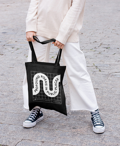 Poems in Passage Tote black and white brand design brand identity branding graphic design merch poetry branding swag tiles toronto toronto transit tote tote bag ttc vector