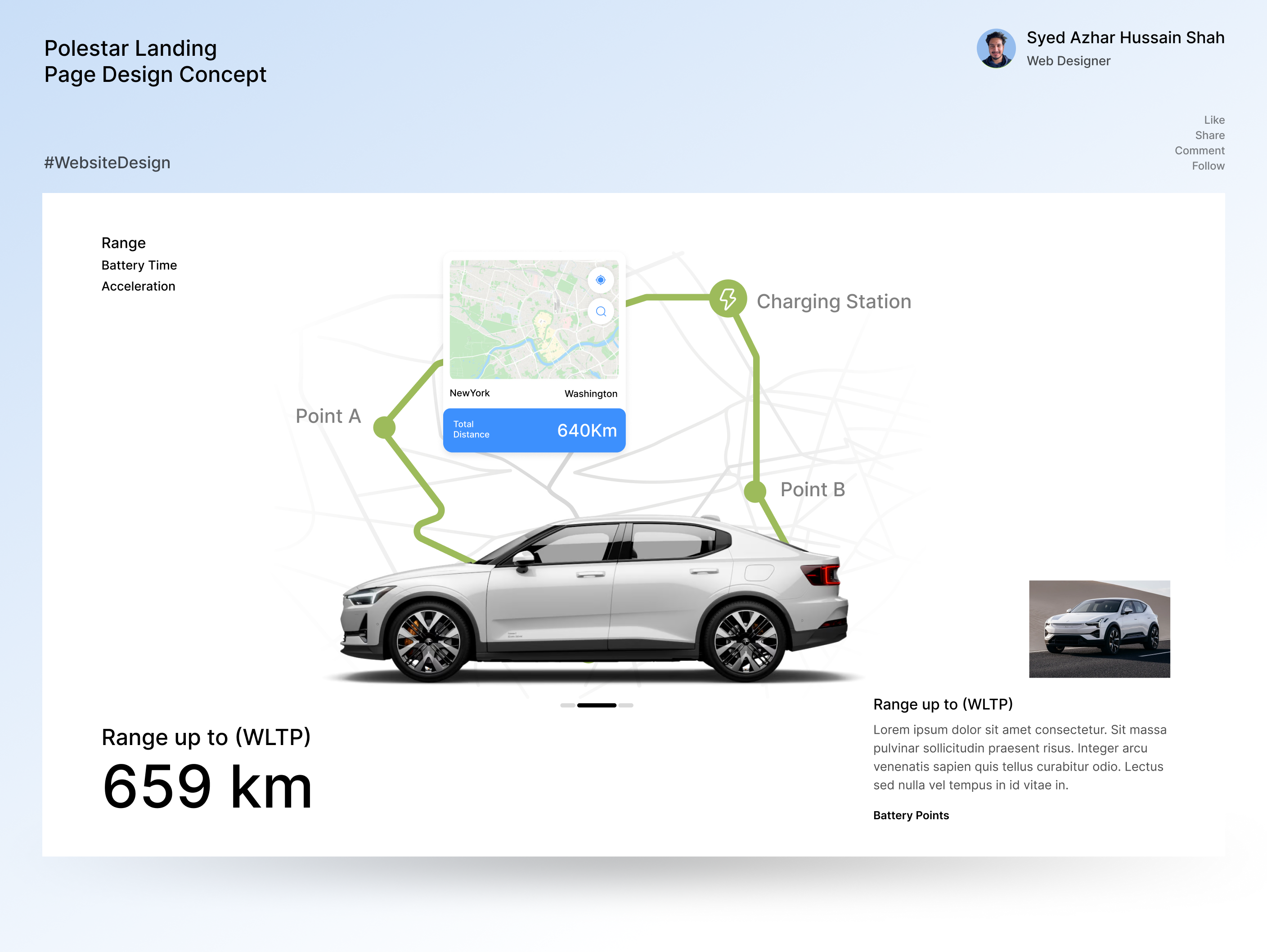 Polestar Landing Page Design Concept animation electric car landing page design gsap animation landing page design scroll animation ui design ui ux website animation
