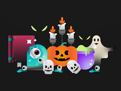 Spooky geometric gradients graphic design halloween illustration illustrator spooky