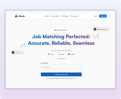 Jobmacho dashboard hero section job ads landing page recruitment website ui ux design webdesign