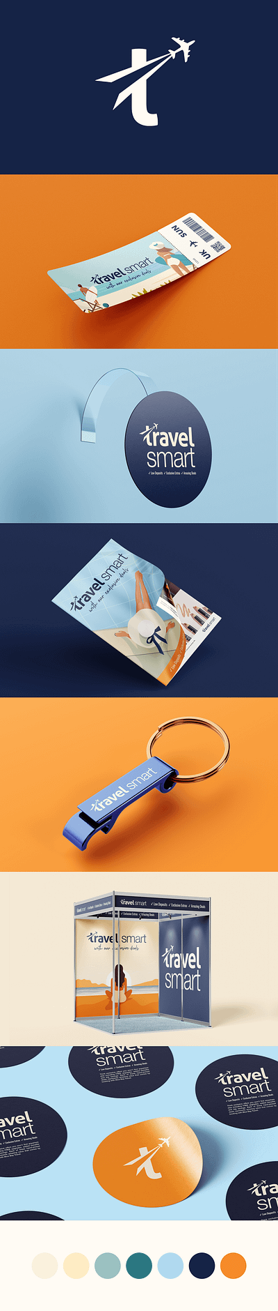 Travel Smart 2024 Campaign adobe beach blue brand branding graphic design holidays illustration logo orange plane pool smart summer technology transport travel vacation