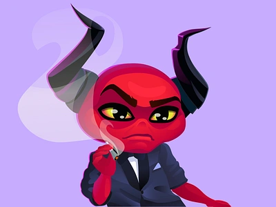 JustBet Mascot 2d art betting blockchain casino character cigarette crypto devil emoji evil gambling game gaming igaming illustration meme monster smoking sticker