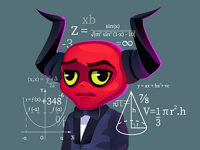 JustBet Mascot 2d art betting blockchain casino character crypto devil evil formula gambling game gaming igaming illustration mascot math mathematic monster