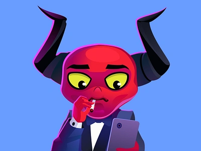 JustBet Mascot 2d art blockchain casino casino character character crypto devil evil gambling game game character gaming igaming illustration mascot meme monster phone smoking