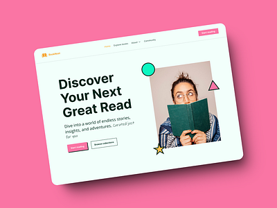 BookNest Hero Section Design designinspiration hero section landingpage productdesign ui uitrends userinterface uxdesign