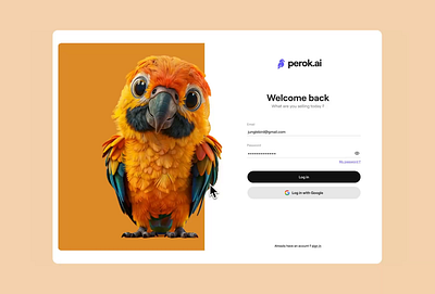 Perok.ai - Login screen UI 3d animation app form branding figma graphic design login ui ux