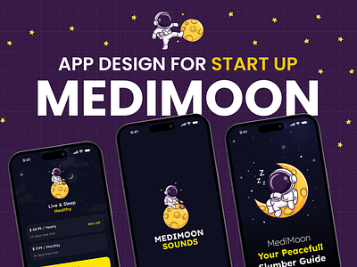 🌙 Meditation Mobile App Design for Startup - Medimoon app app design branding design graphic design illustration logo medimoon meditation app mobile app design typography ui user experience user interface ux vector