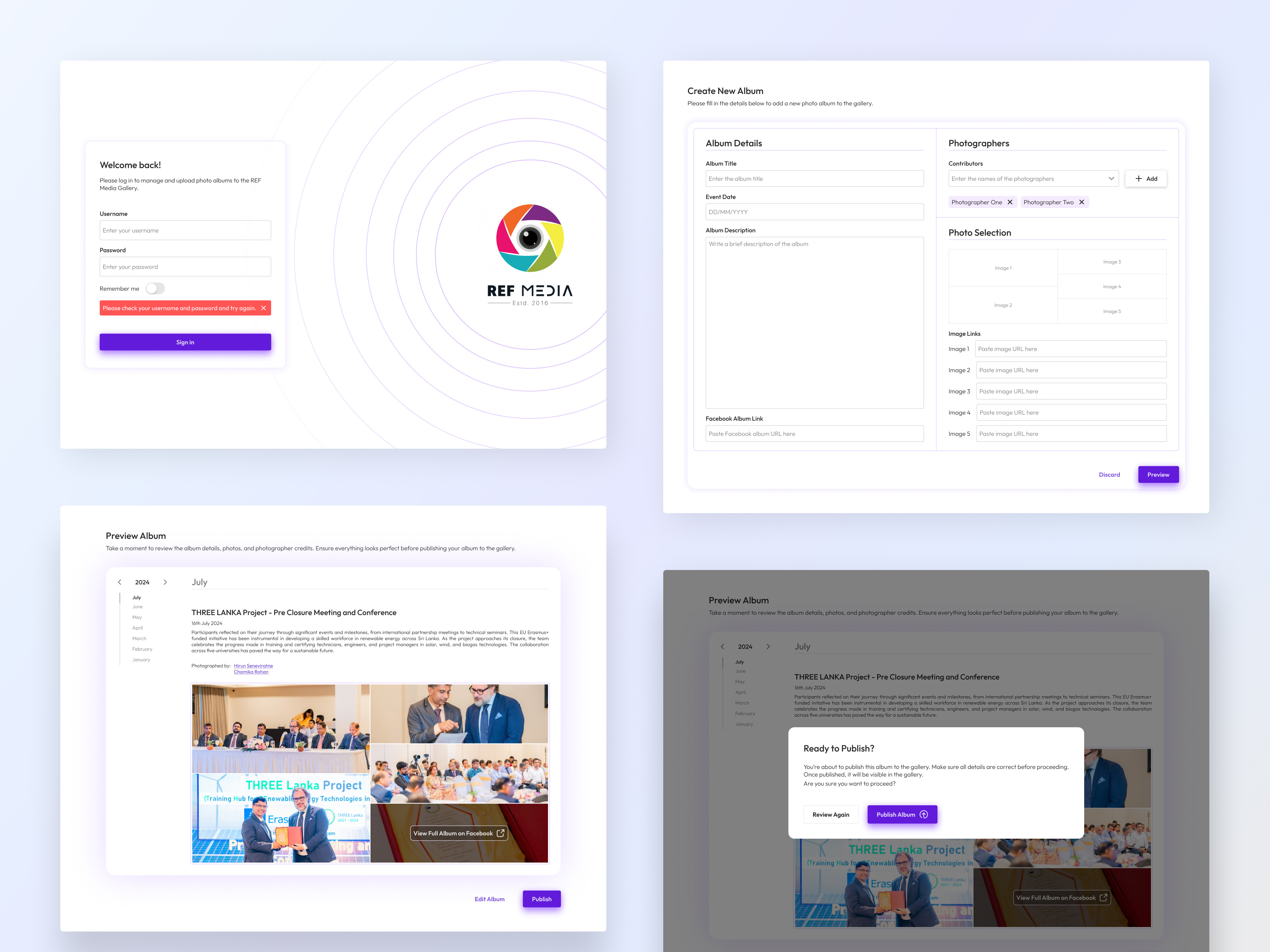 New Album Publishing Workflow appdesign branding chamindu dissanayake cleandesign component education figma login saas signin ui uiux web app webdesign