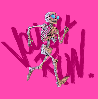 Vouch Run - Go Long! illustration lettering pink procreate run skull