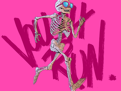 Vouch Run - Go Long! illustration lettering pink procreate run skull