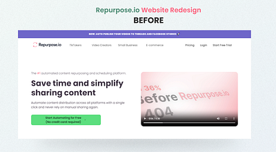 Repurpose.io Hero Section Redesign ai website design branding design graphic design hero section redesign illustration landing page design landing page redesign mobile app design repurpose.io ui ui design uiux uiux redesign ux design website design website redesign website uiux design