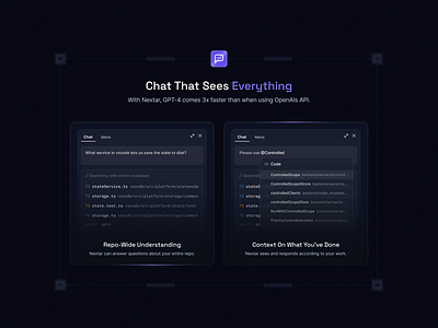 Nextar: AI Code Editor Saas Landing Page - Features Section ai artificial intelligent bento layout cards chat ai clean code code editor component dark mode development features features section saas landing page saas website ui uidesign uiux web design websitedesign