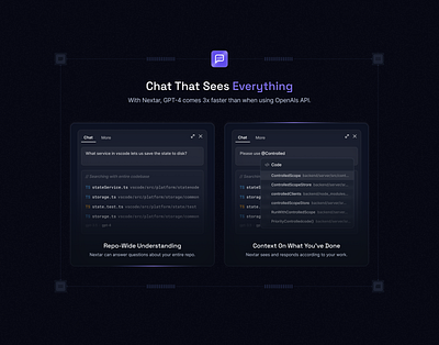 Nextar: AI Code Editor Saas Landing Page - Features Section ai artificial intelligent bento layout cards chat ai clean code code editor component dark mode development features features section saas landing page saas website ui uidesign uiux web design websitedesign