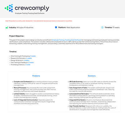 CrewComply - Employee Training Tracking SaaS Software product design saas ui ux