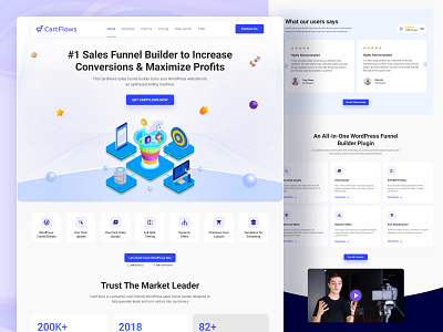 CartFlows Redesign-Sales Funnel Builder. cartflow landing page redesign saas landing page sales funnel website ui design uiux design web design