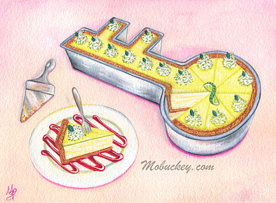 Key Lime Pie | Gouache Paint Illustration art art print artist artwork commission design dessert food freelance gouache humor illustration illustrator menu paint painting pie pun wall art watercolor