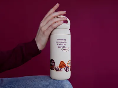 Tumbler Swag for Mailchimp badge brand design brand identity branding coffee coffee mug coffee tumbler corporate swag design fruit stickers graphic design kinto mailchimp mailchimp creative mailchimp design merch stickers swag travel mug travel tumbler