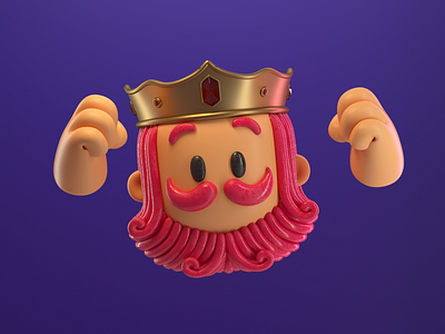 Poker King / Enthusiastic 3d 3dart 3dillustration c4d character cute design happy illustration king mostacho poker render rey vago3d