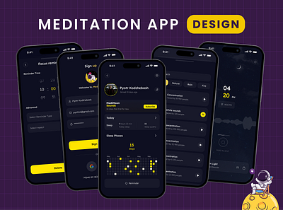 Meditation Mobile App Design for Startup 3d animation app app design app desing branding crypto portfolio design illustration logo meditation app mobile app ui