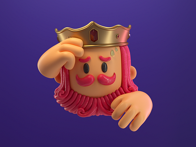 Poker king / Anxious 3d 3dart 3dillustration anxious c4d character cute design illustration king mustache poker render rey vago3d