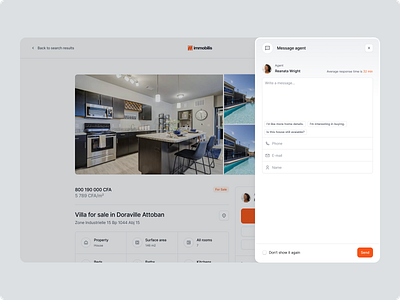 Immobilis - message modal b2b clean message modal properties property page saas ui web app