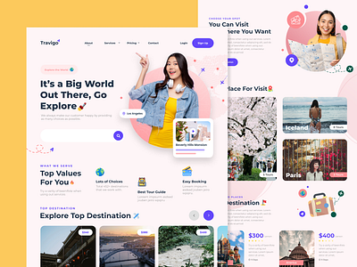 Traveling Website Ui Design Practice dashboard design financial app fintech landing page landing page saas ui ux saas website sales data social network travel landing page ui ui ux web ui website