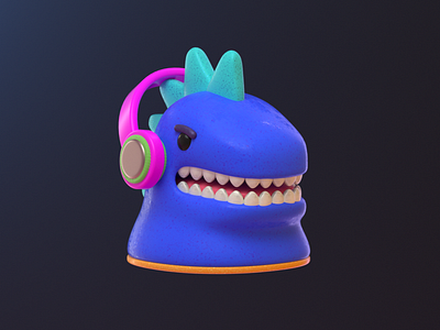 T-Rex 3d 3dart 3dillustration blender blue c4d character cute design dinosaur dinosaurio headphones illustration music render t rex vago3d