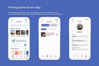 Photography Event App ui