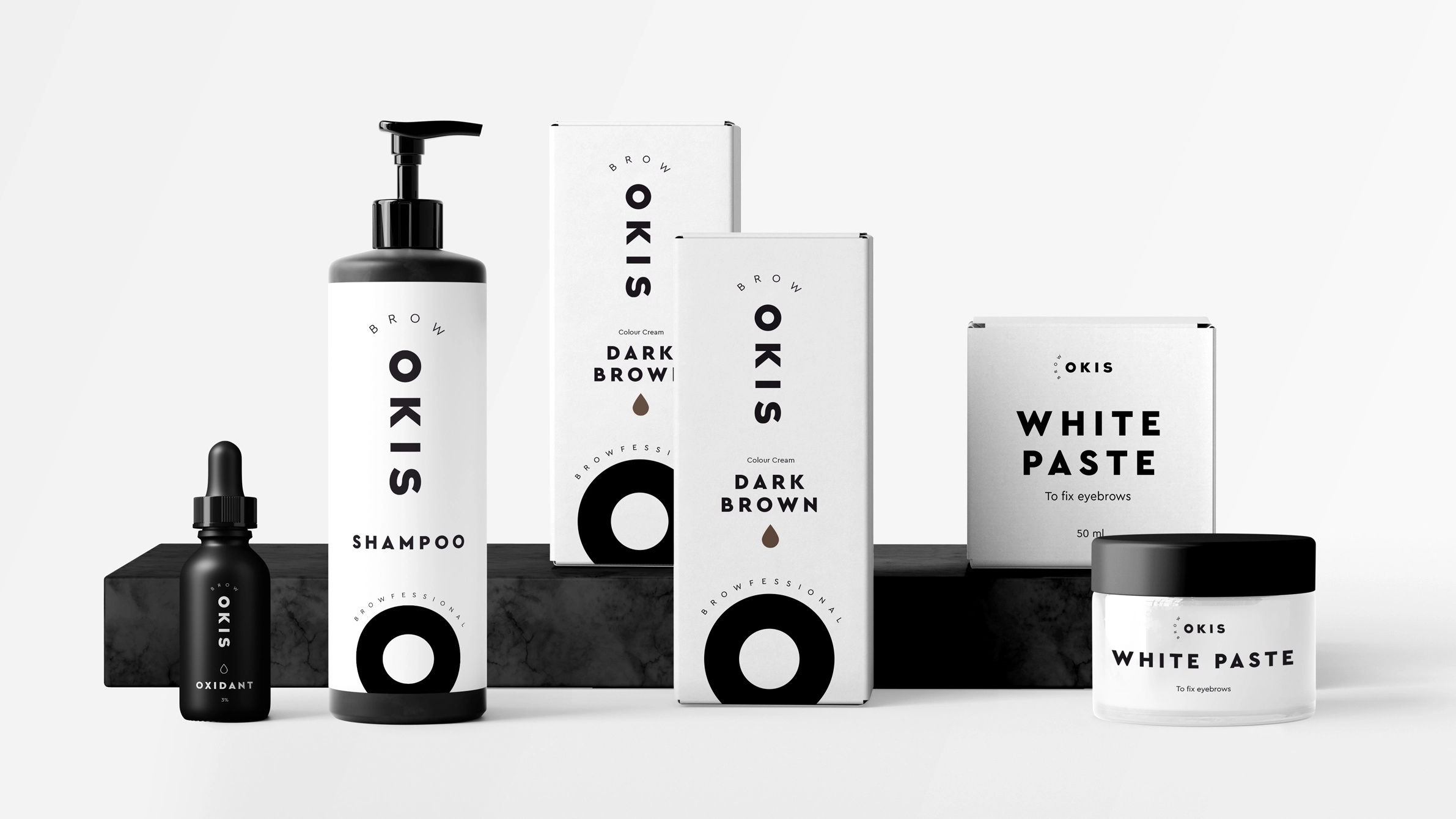 Okis Brow — Branding + Packaging brand identity design branding cosmetics brand identity cosmetics branding cosmetics design cosmetics identity cosmetics packaging cosmetics visual identity light identity logo cosmetics miinimalist packaging minimal minimalist identity minimalist packaging cosmetics modern identity packaging simple identity white branding