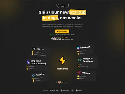 Ship fast landing page redesign dark figma landing page shipfast ui