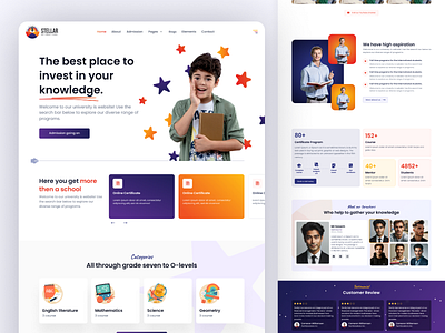 Stellar - Online education landing page education landing page minimal design school ui