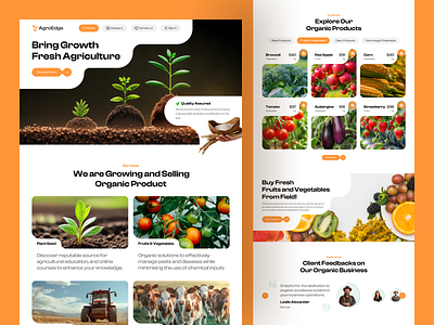 AgroEdge - Agriculture Landing page Design agriculture agro tech bio supplements biotech food design farm farmer farming farming startup fertiliser fresh green landing page modern modern farming organic product production stylish vertical farming