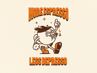 Espresso time art cafe character coffee coffeehouse cup custom energy enjoy espresso fun graphic design illustration sing vector vintage walk