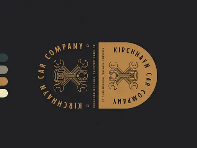 KCarCo automotive brand branding car design emblem illustration logo repair service tools type