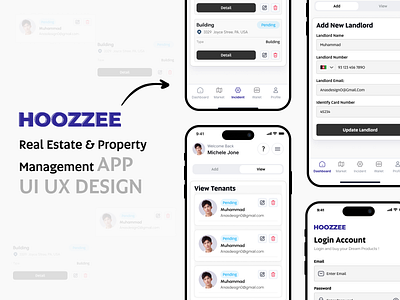 Hoozzee - Real Estate & Property management Mobile App app design app ui deisgn app ux application design design property app design real estate app design ui ui deisgn ui ux design